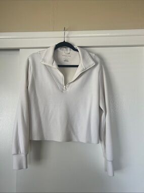 Sincerly Jules Cream Half-Zip Cropped Pullover. Buttery soft fabric.